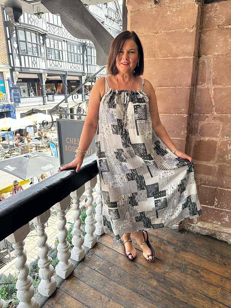 Patchwork Paisley Dress - Dove