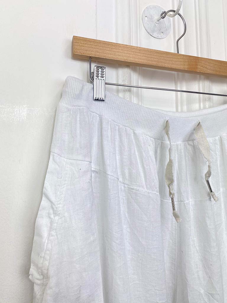 Cotton & Linen Balloon Trousers - White