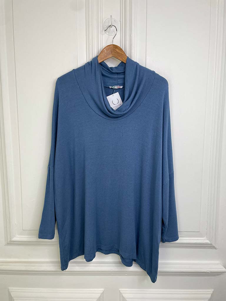 Super Soft Cowl Neck Knit - Denim