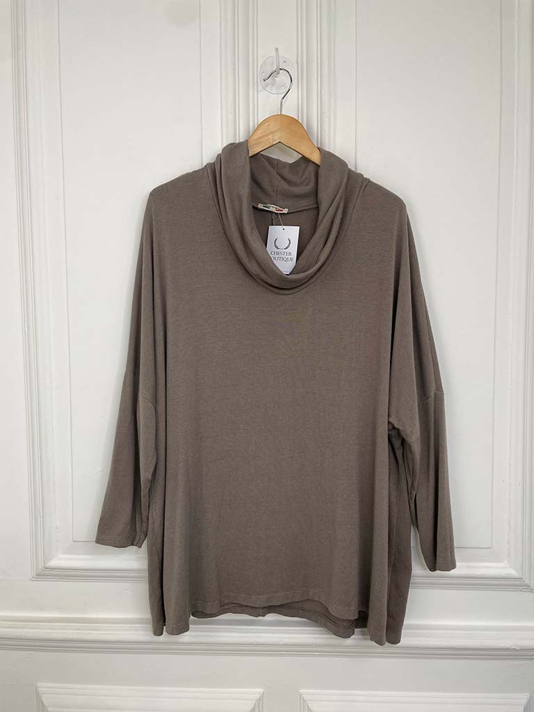 Super Soft Cowl Neck Knit - Mocha