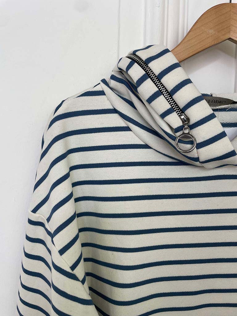 Breton Stripe Hoodie - Denim