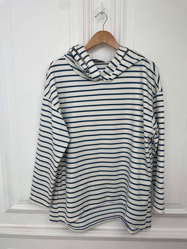 Breton Stripe Hoodie - Denim