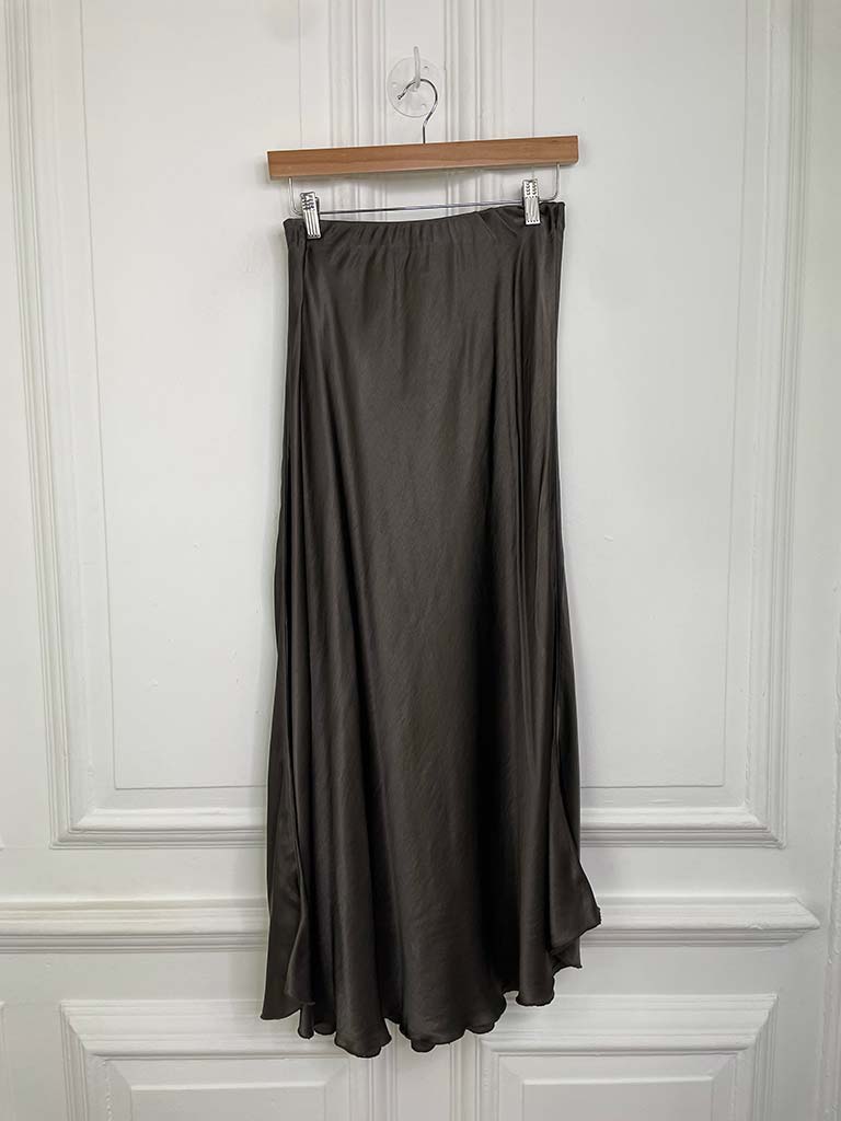 Silk Mix Skirt - Dark Truffle