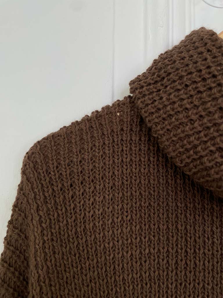 Chunky Roll Neck Tunic - Chocolate