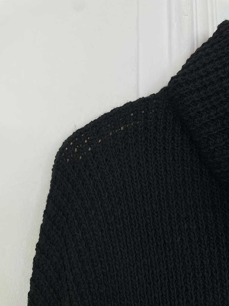 Chunky Weave Roll Neck Tunic - Black