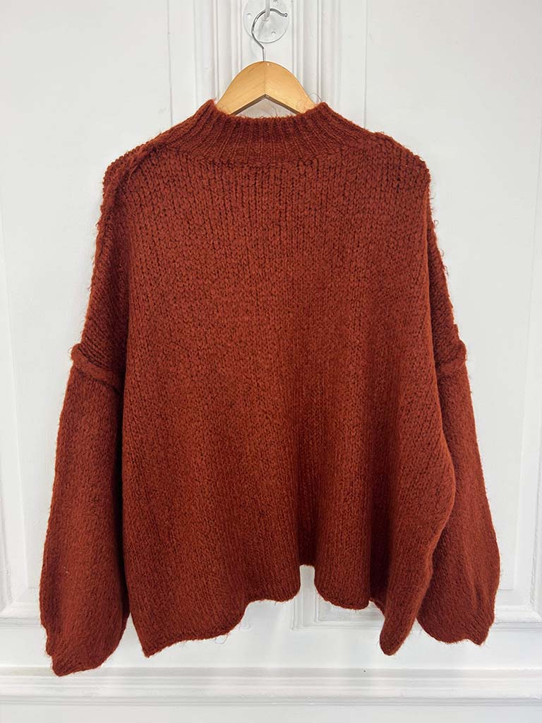 Chunky Exposed Seam Knit - Rust
