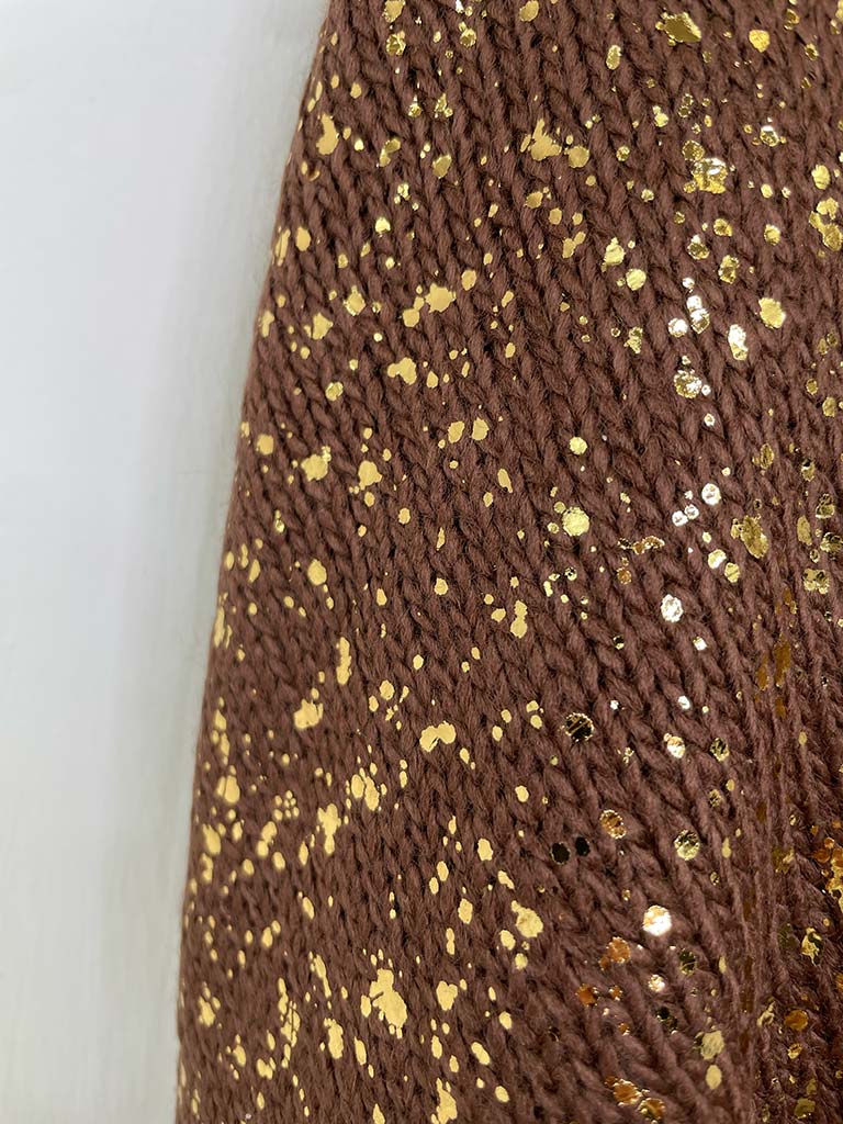 Gold Fleck V-Neck Knit - Milk Chocolate