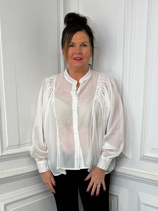 Sheer Batwing Blouse - Winter White