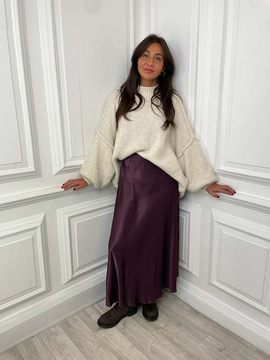 Silk Mix Skirt - Plum