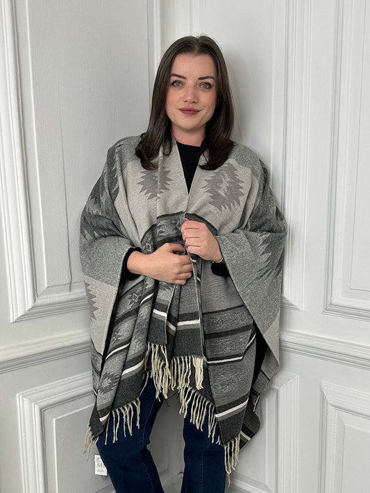 Aztec Print Wrap - Grey