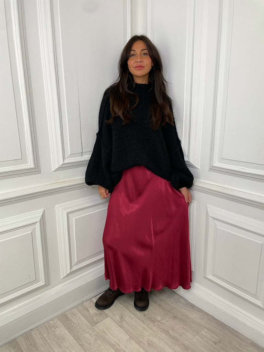 Silk Mix Skirt - Claret