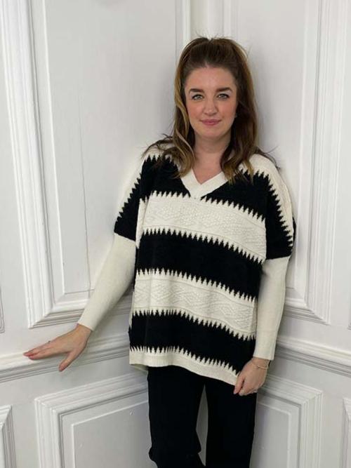 Zigzag Stripe Knit - Ecru & Black