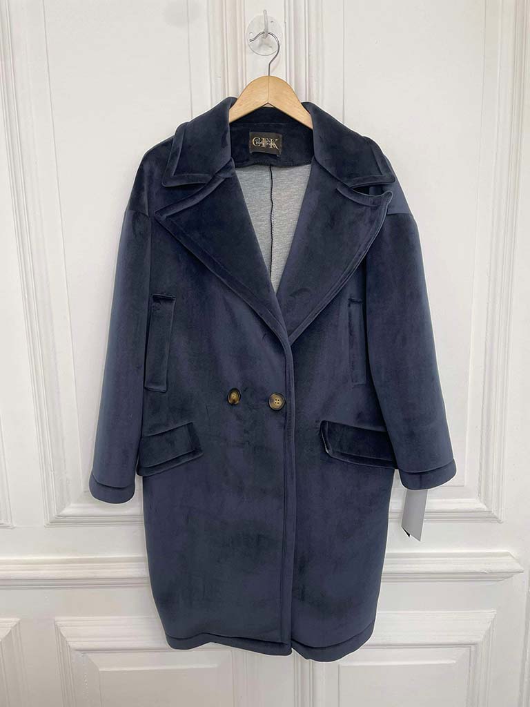 Luxe Double Breasted Coat - Navy