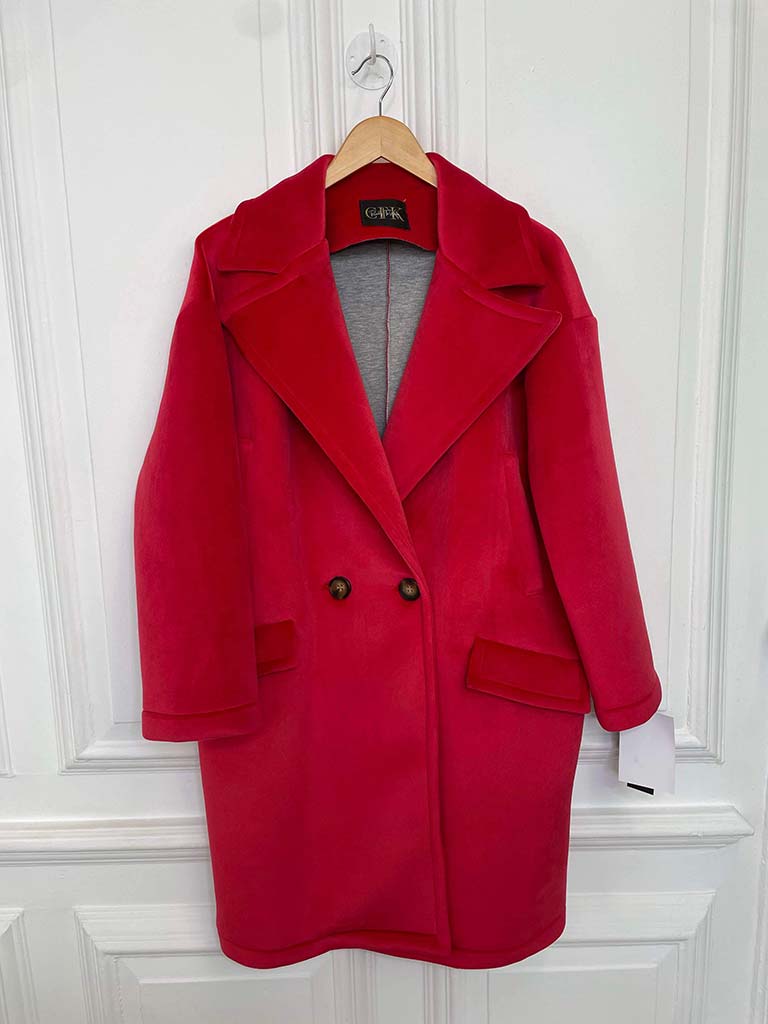 Luxe Double Breasted Coat - Ruby Red