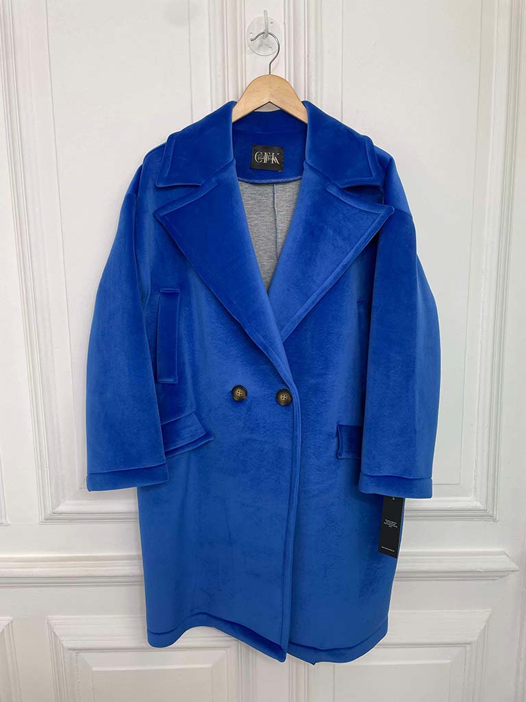 Luxe Double Breasted Coat - Electric Blue