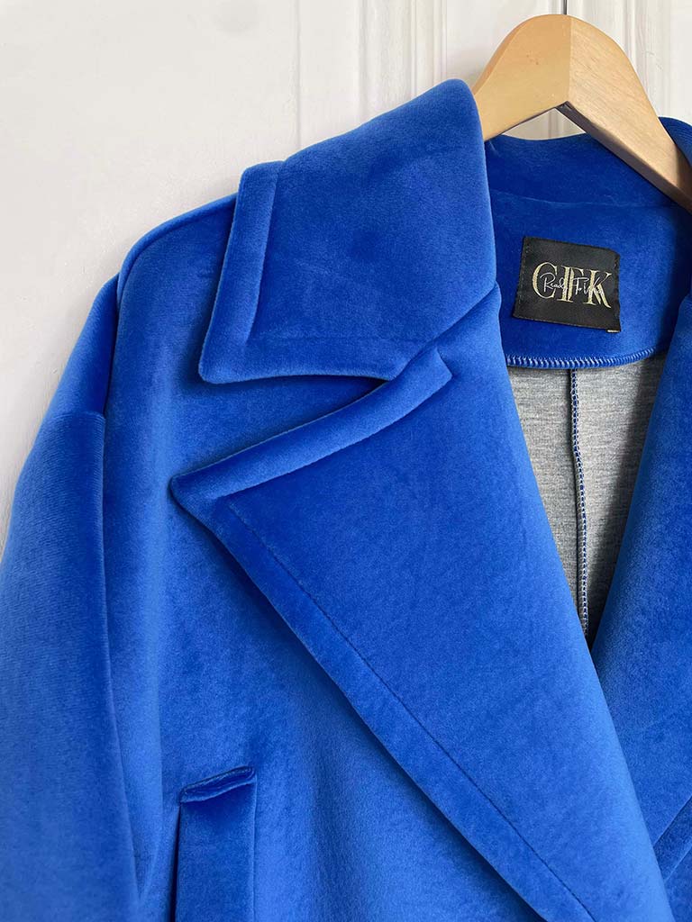 Luxe Double Breasted Coat - Electric Blue