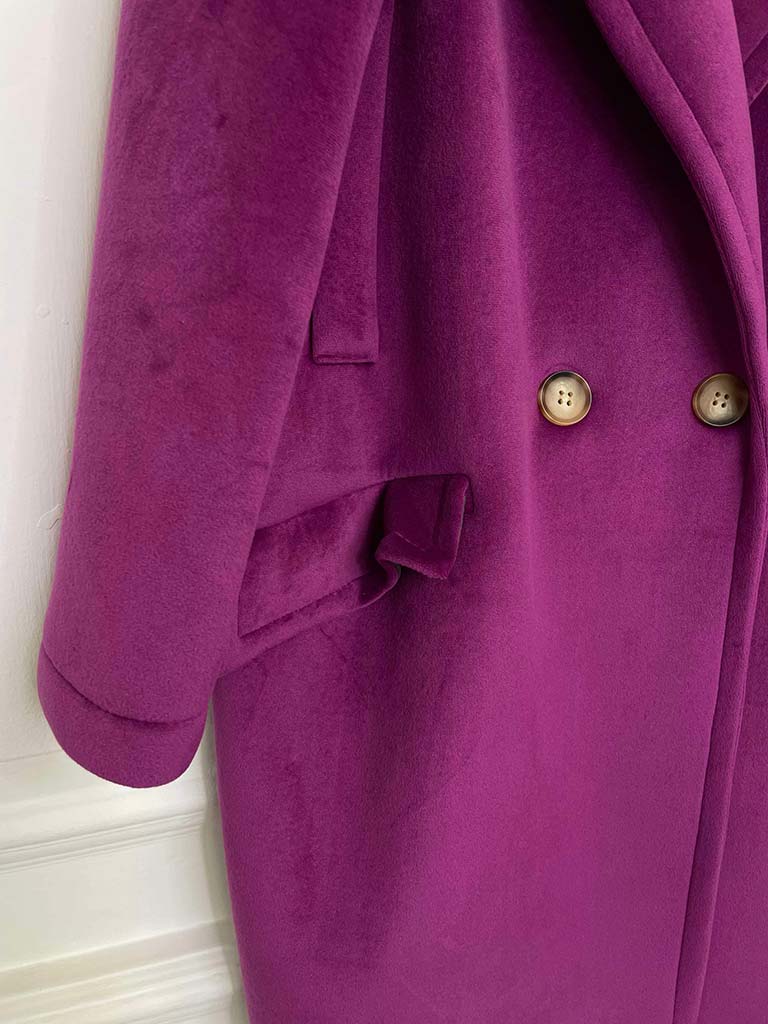 Luxe Double Breasted Coat - Grape