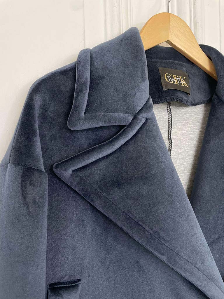 Luxe Double Breasted Coat - Navy