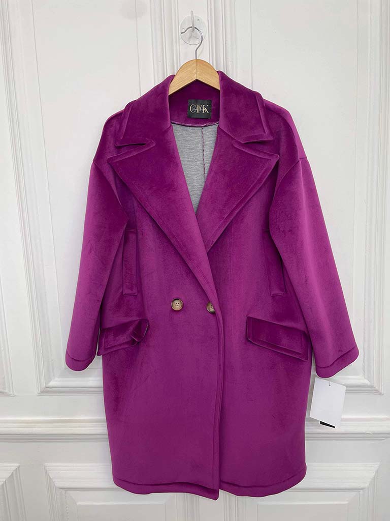 Luxe Double Breasted Coat - Grape