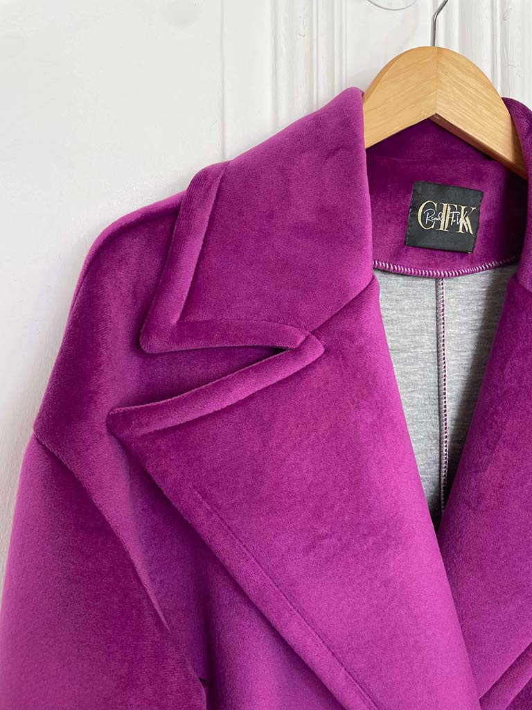 Luxe Double Breasted Coat - Grape