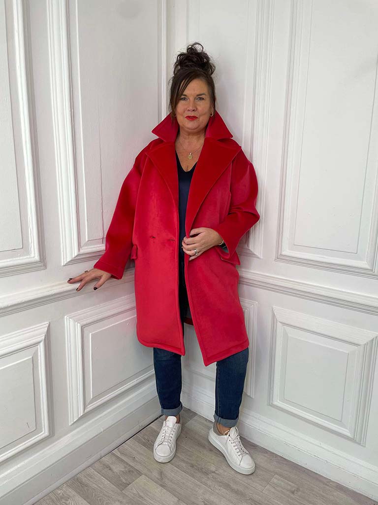 Luxe Double Breasted Coat - Ruby Red