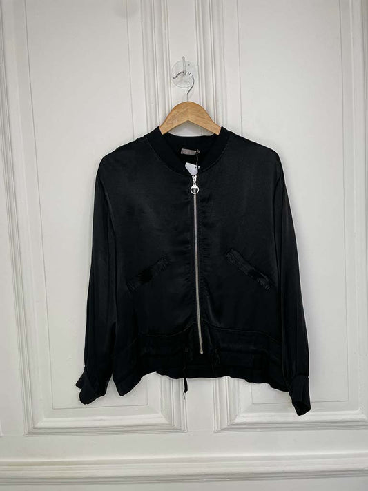 Silk Feel Bomber Jacket - Black