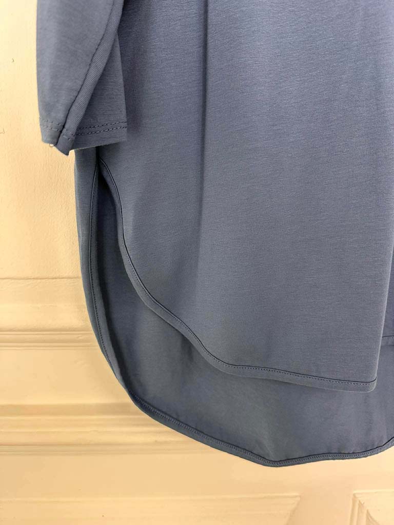 V-Neck Scooped Hem Top - Denim