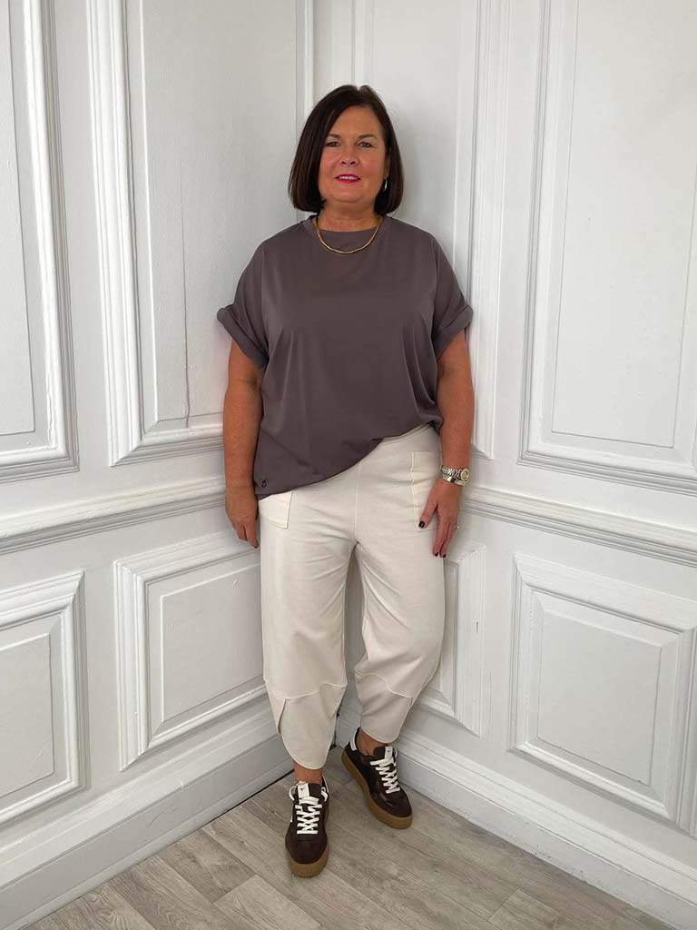 Malissa J Tulip Hem Trousers in Pearl