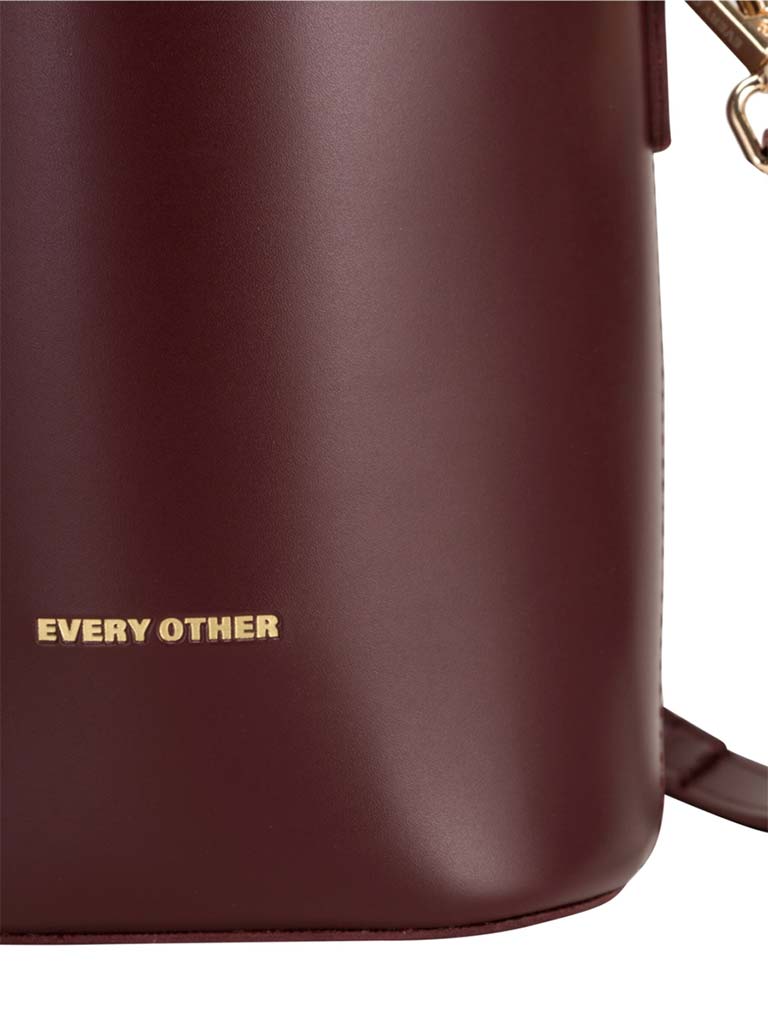 Every Other Drawstring Bucket Bag - Burgundy