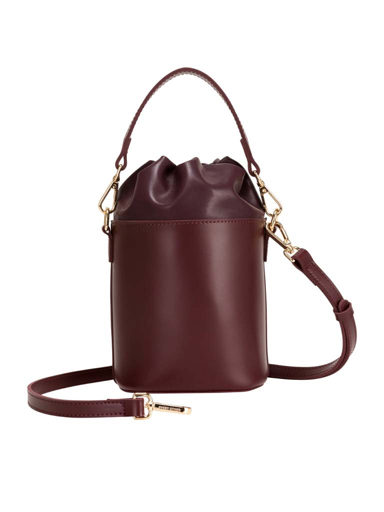 Every Other Drawstring Bucket Bag - Burgundy