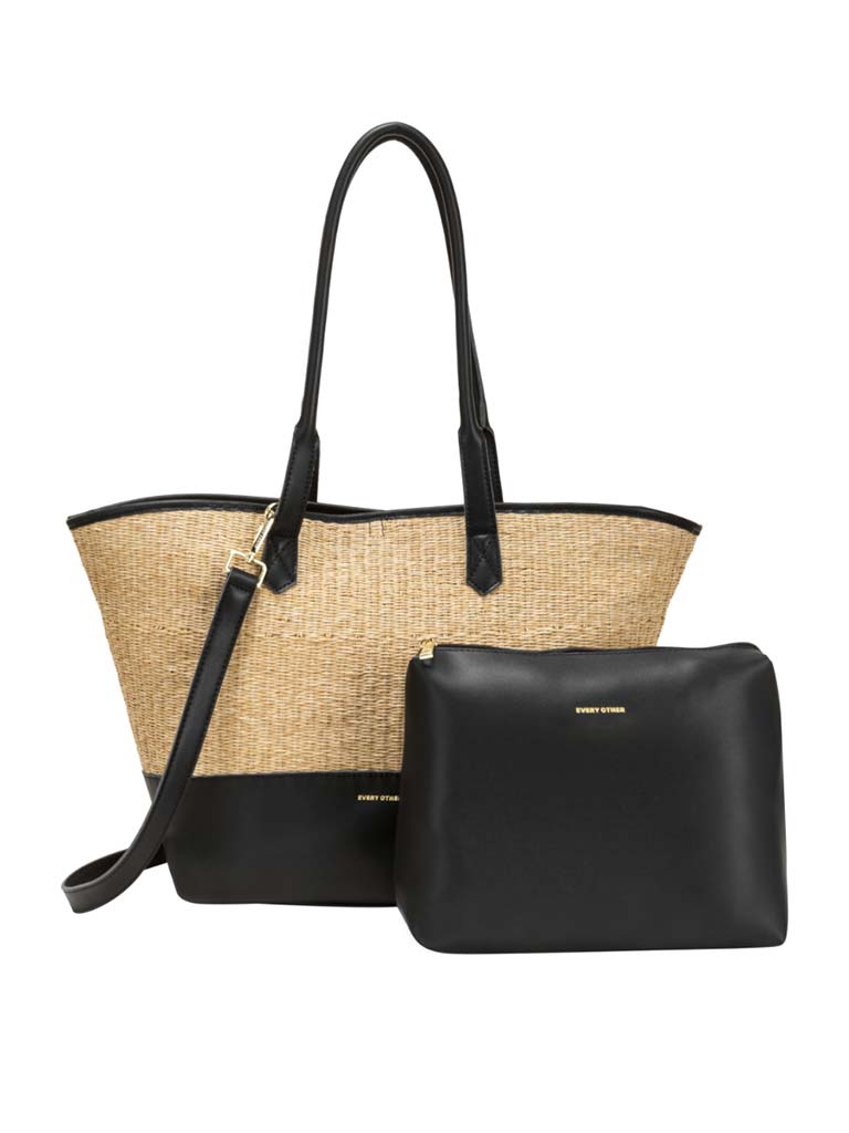 Every Other Rattan Shopper Bag - Black