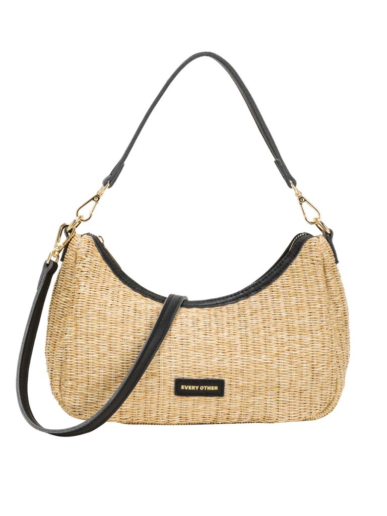 Every Other Rattan Shoulder Bag - Black