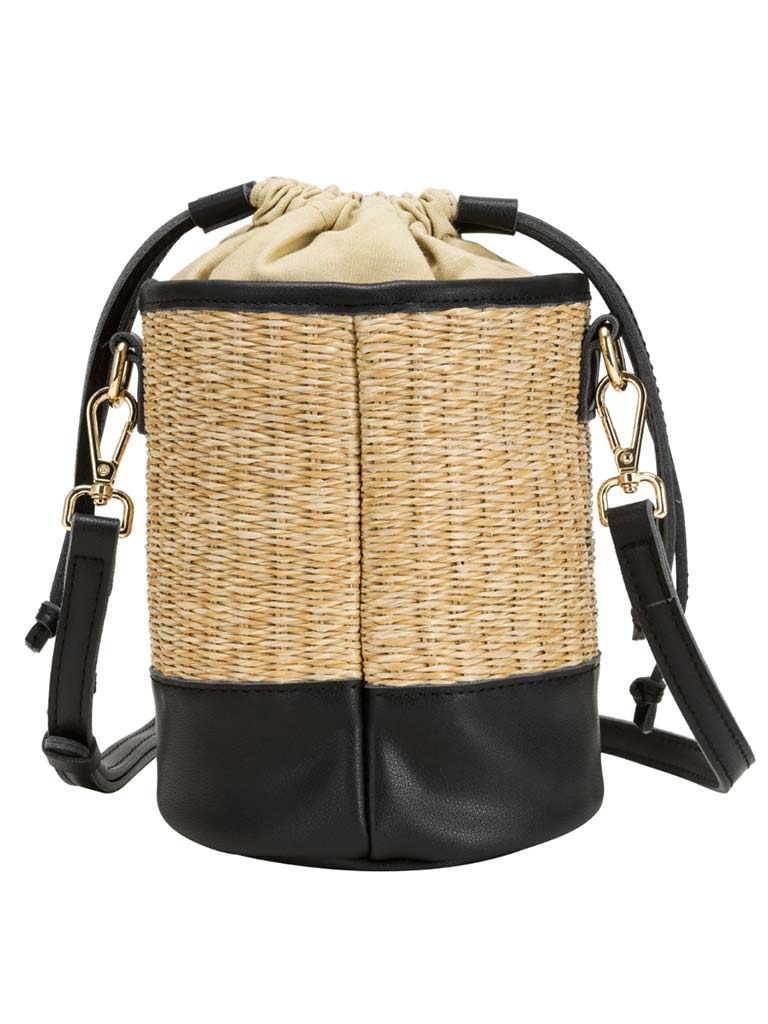 Every Other Rattan Drawstring Bag - Black