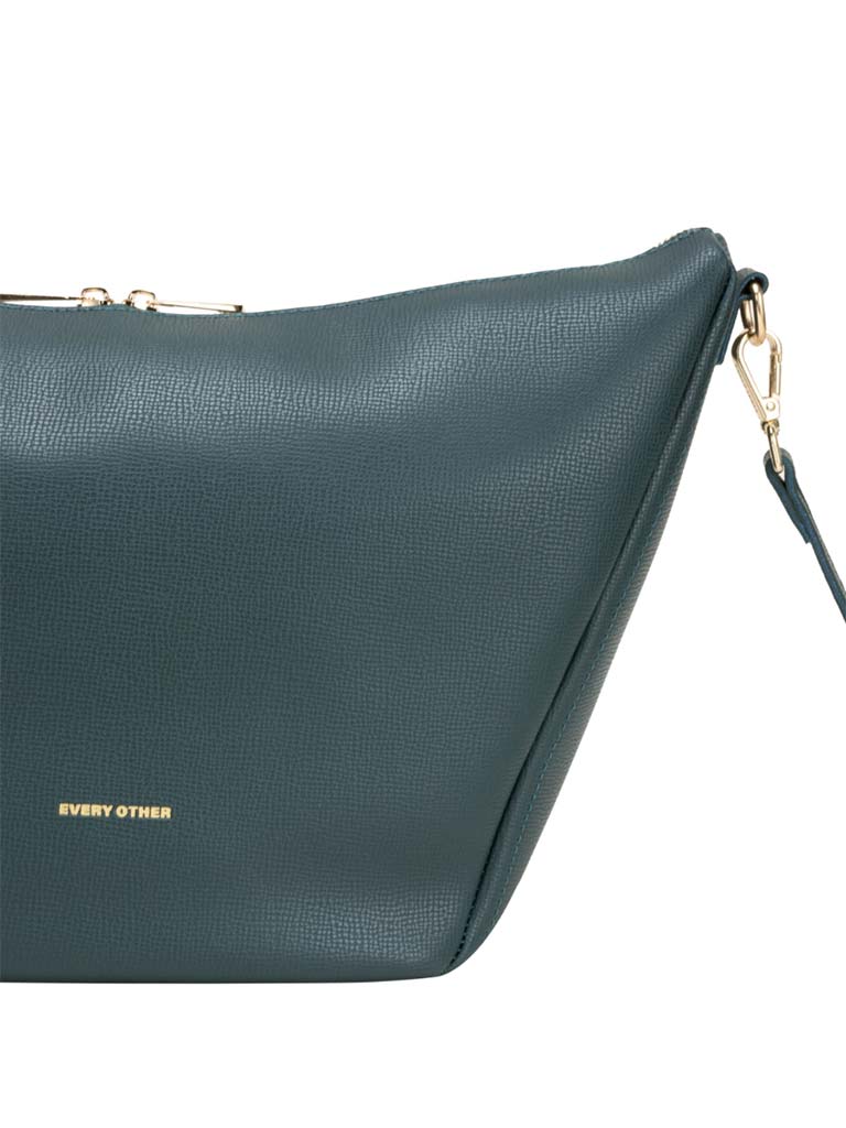 Every Other Faux Leather Large Trapeze Bag - Teal
