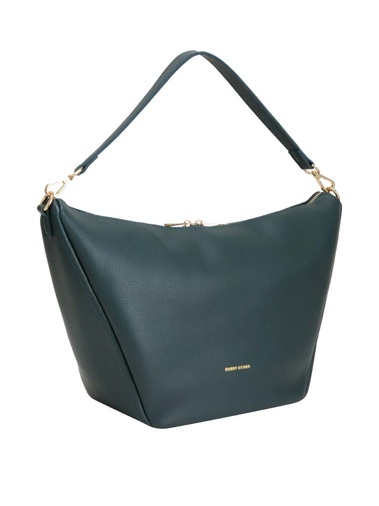 Every Other Faux Leather Large Trapeze Bag - Teal