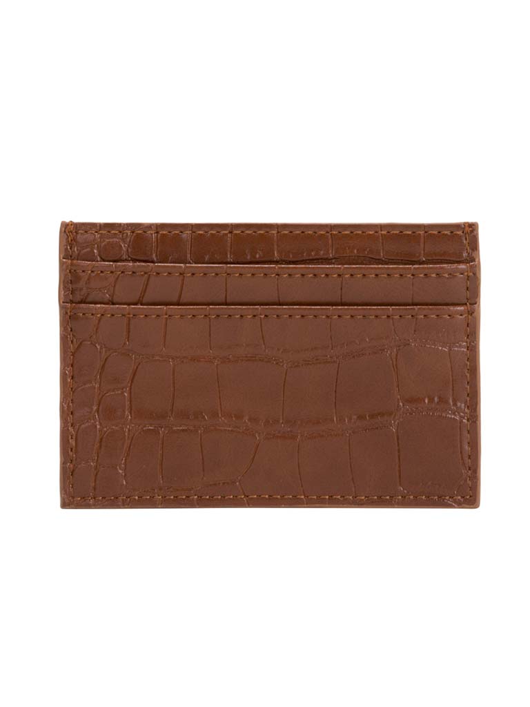 Every Other Faux Croc Card Holder - Tan