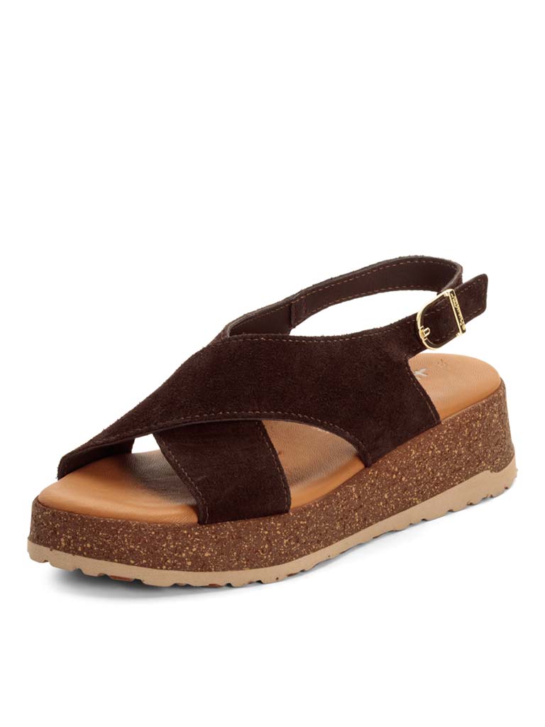 Tamaris Crossover Flatform Sandals - Mocha
