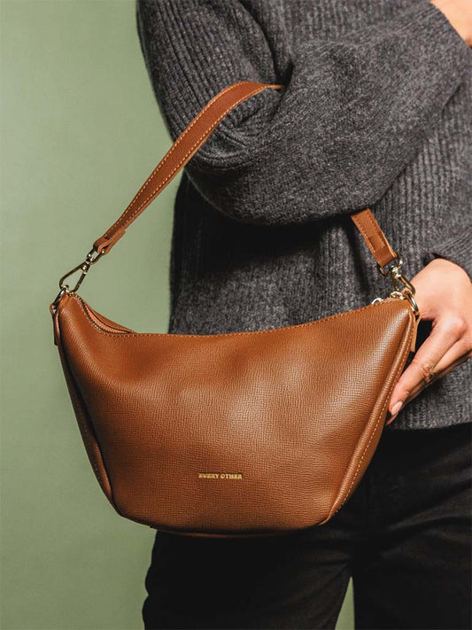 Every Other Faux Leather Trapeze Bag - Tan