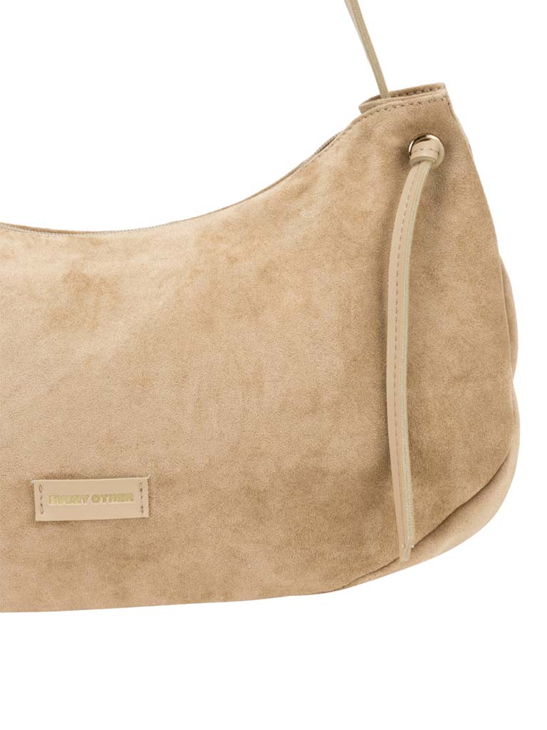 Every Other Faux Suede Crescent Bag - Sand