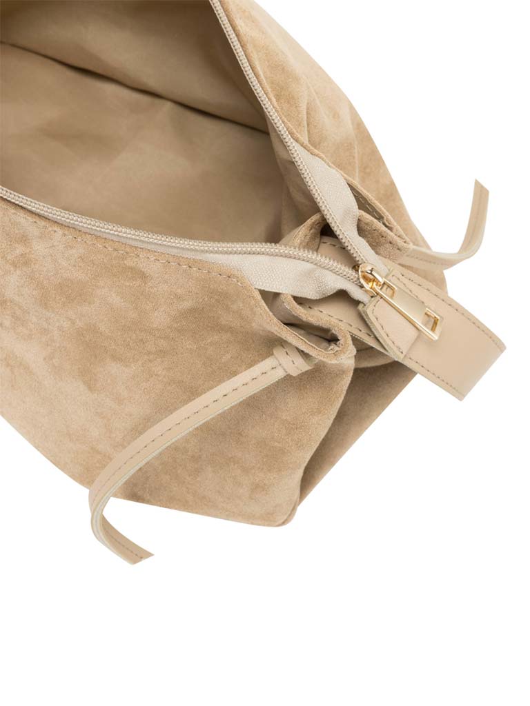 Every Other Faux Suede Crescent Bag - Sand