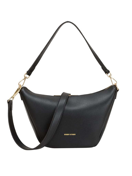 Every Other Faux Leather Trapeze Bag - Black