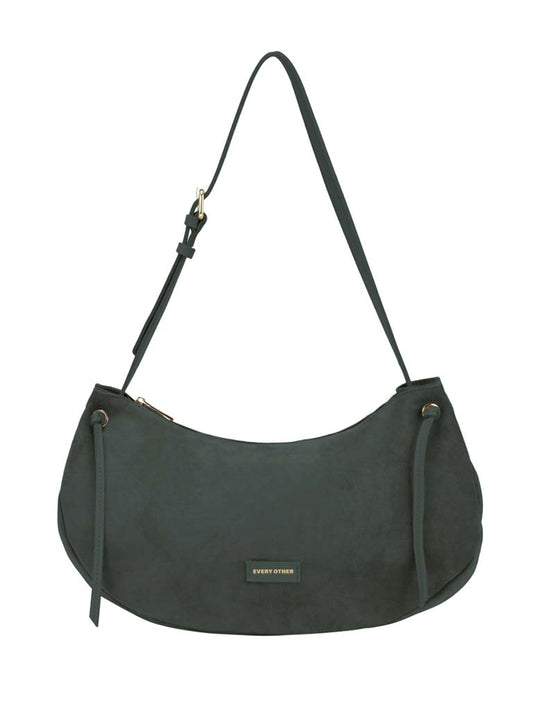 Every Other Faux Suede Crescent Bag - Sea Green