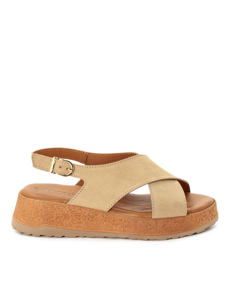 Tamaris Crossover Flatform Sandals - Sand