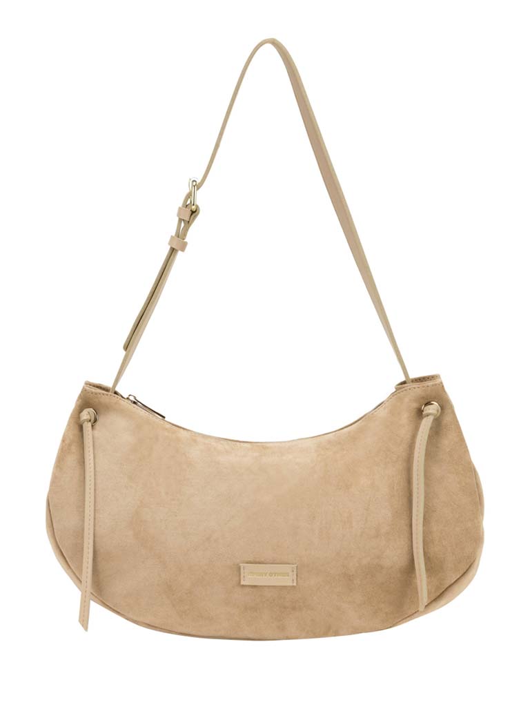 Every Other Faux Suede Crescent Bag - Sand