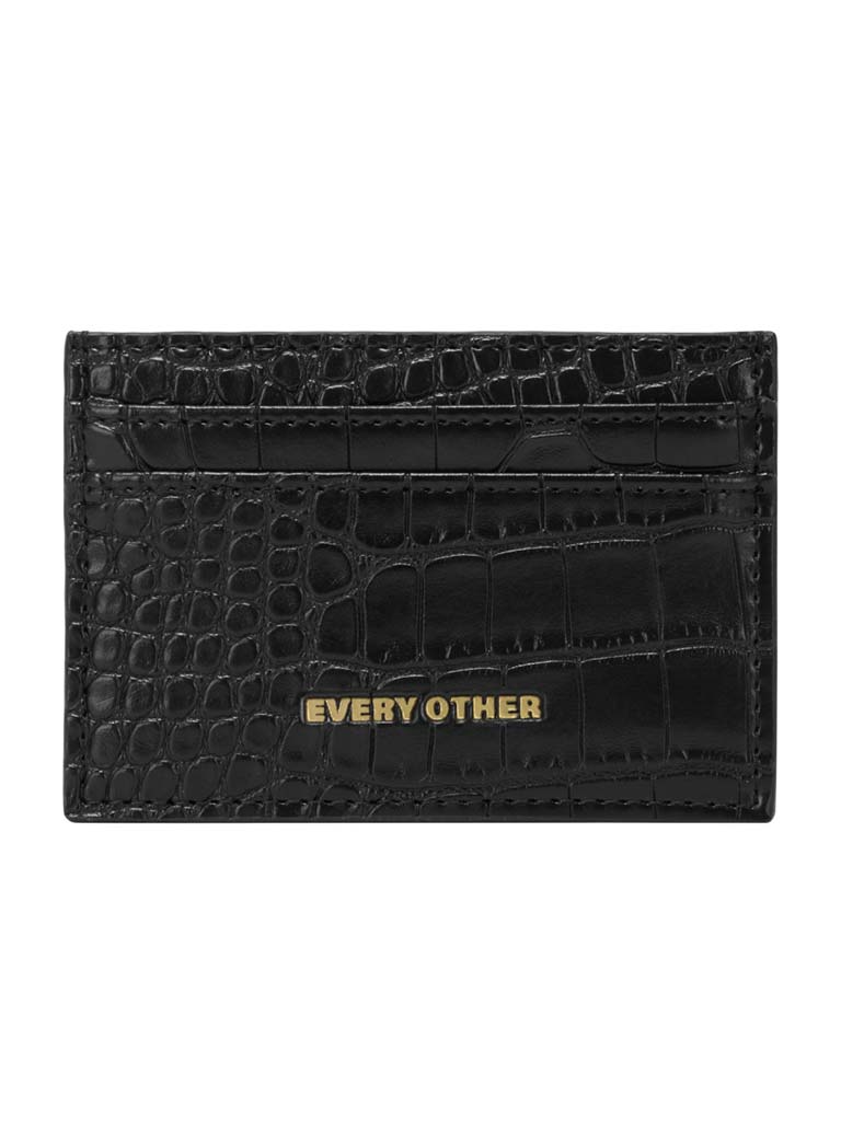 Every Other Faux Croc Card Holder - Black