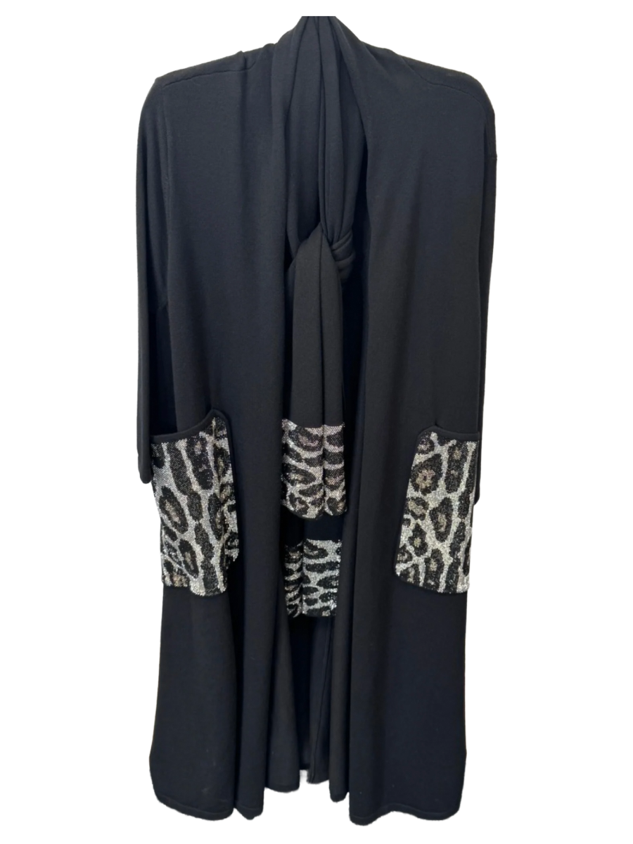 Malissa J Leopard Studded Coatigan & Scarf