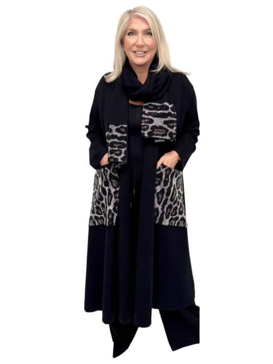 Malissa J Leopard Studded Coatigan & Scarf