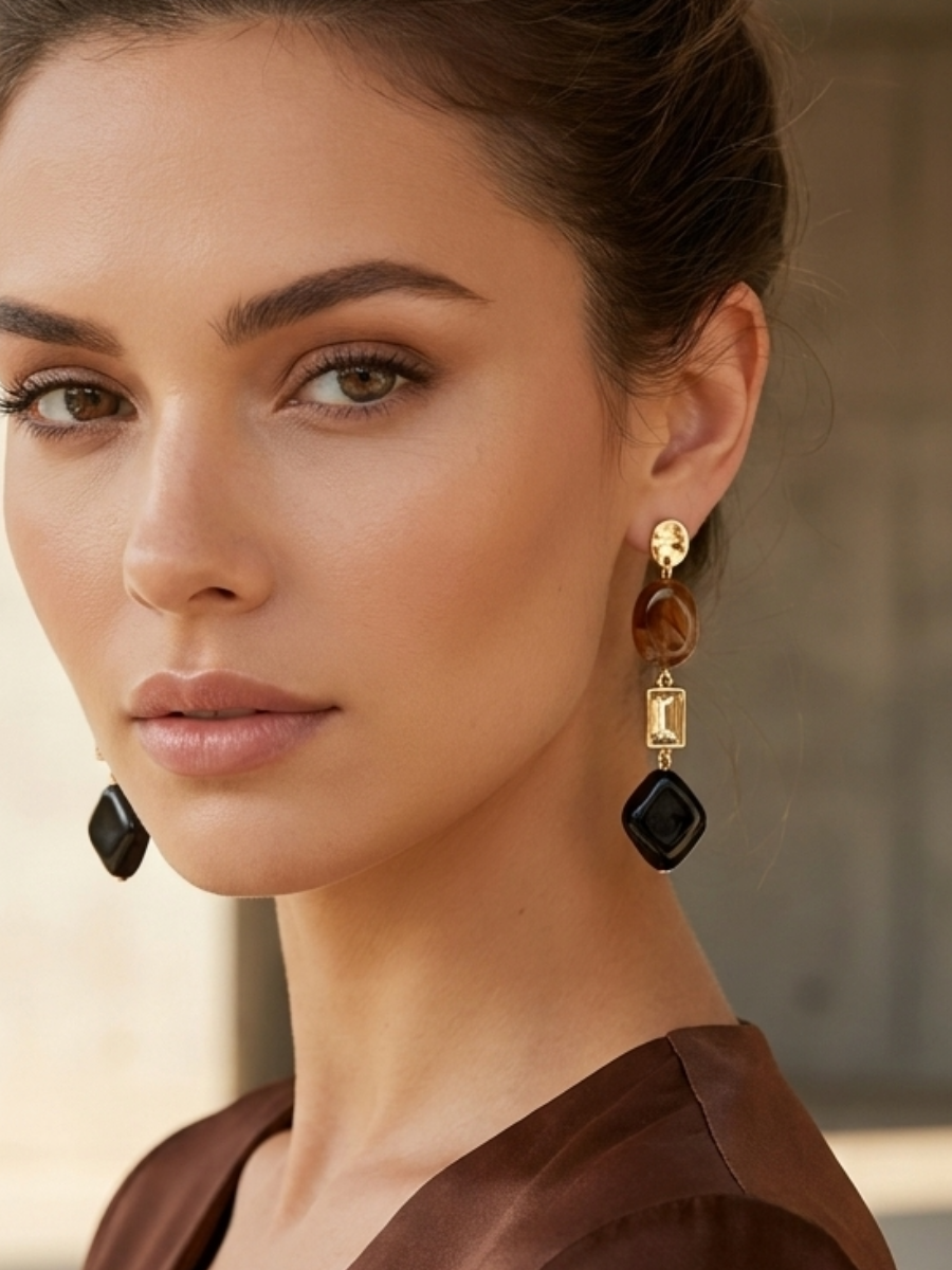 Envy Triple Bead Drop Earrings