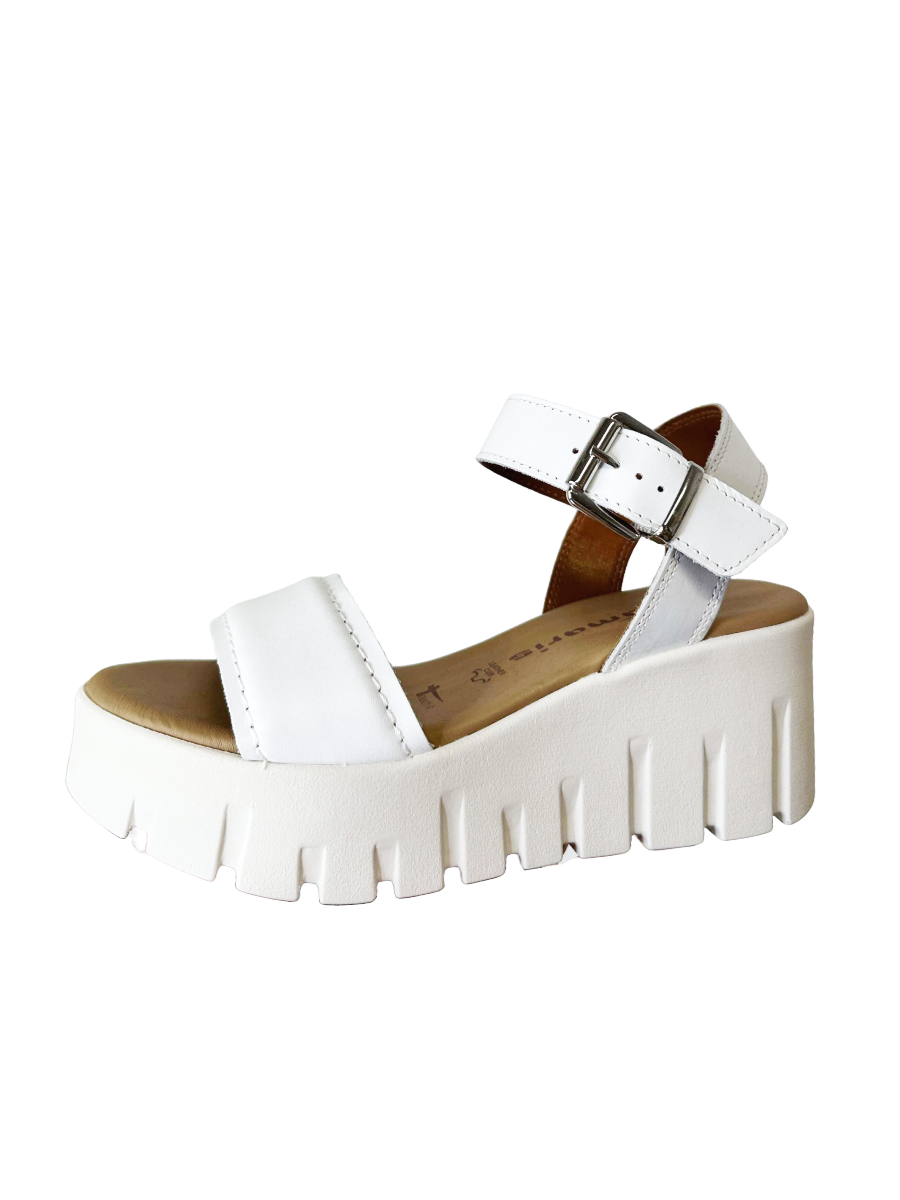 Tamaris White Leather Wedges