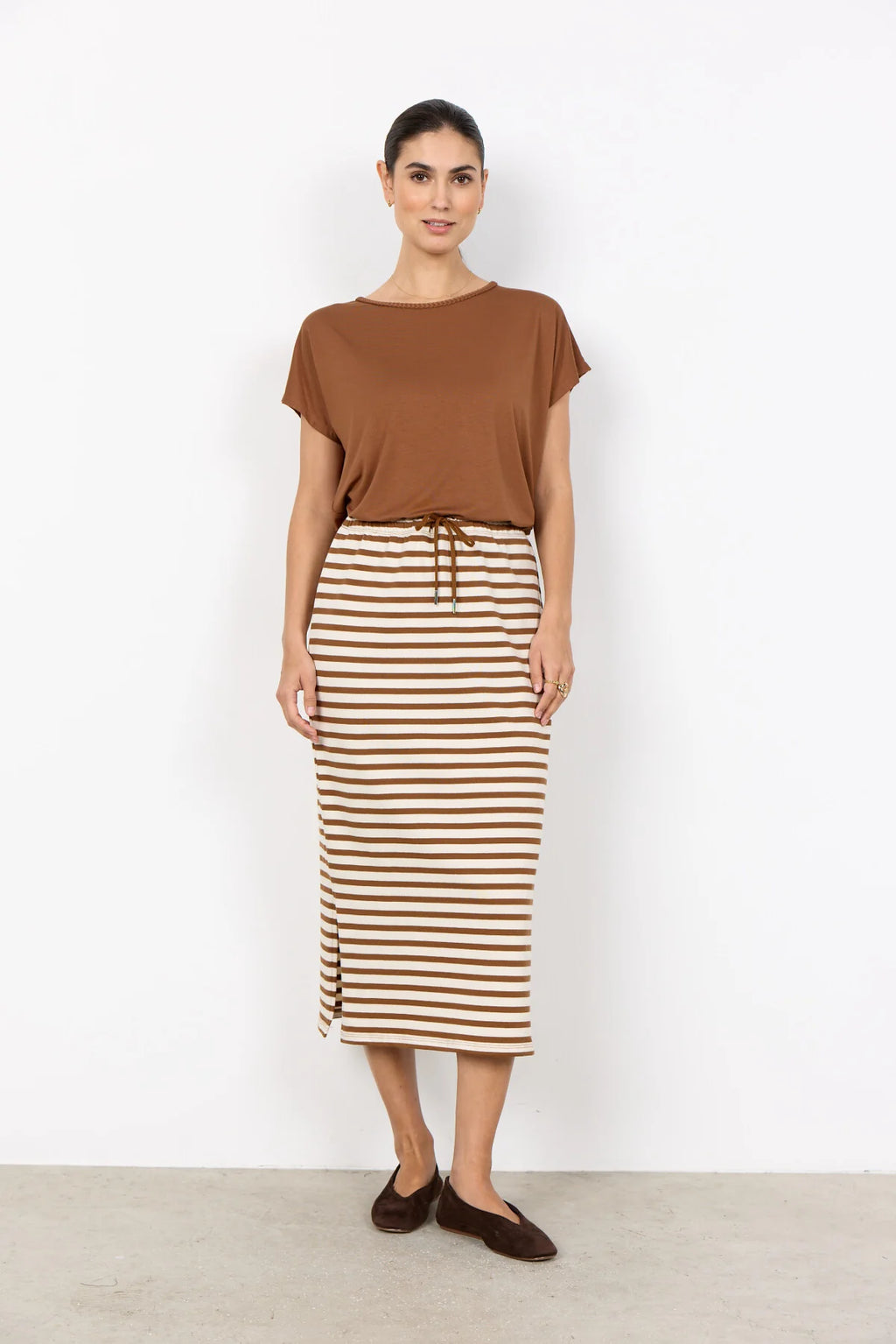 Soya Concept Stripe Skirt - Pecan